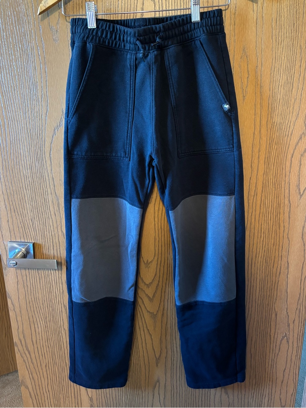 abercrombie kids Black Sweatpants with Gray Knee Panels